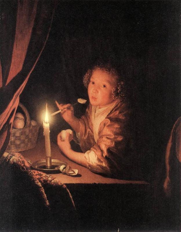 SCHALCKEN, Godfried Girl Eating an Apple sg oil painting picture